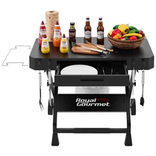 Royal Gourmet Portable Collapsible Grill Stand, Folding Grill Cart Trolley