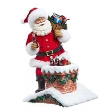 Kurt Adler Fabriche Christmas Figurine, Coca-Cola Santa in Chimney, 10.5in