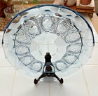 VINTAGE Anchor Hocking Glass Avalon Blue Deviled Egg Plate Platter Tray 12 EUC