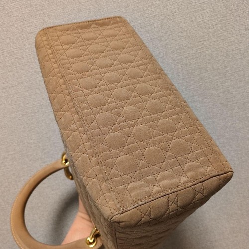 Christian Dior - Borsa Vintage Lady Dior Cannage - Trapunta Nylon Tan - Medium - Foto 4 di 19
