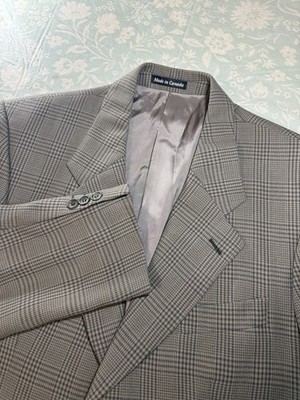 Yves Saint Laurent Men s Blazer 44R Gingham Worsted Wool Suit Top Brown