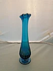 Fenton Glass  Blue/Turquoise Ribbed Bud Vase