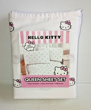Hello Kitty by Sanrio Pink Bows 4 pc Queen Bed Sheet Set 100 Cotton NEW