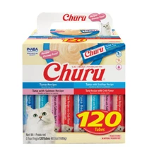 INABA Churu Cat Treats, Squeezable Creamy Purée with Vitamin E, 0.5 Ounces,120