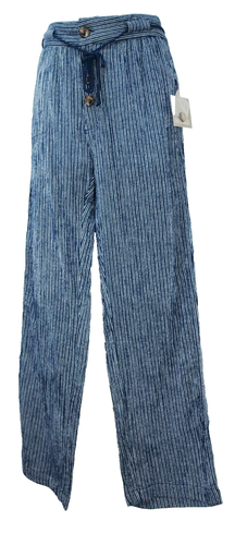 Women’s Falls Creek BLUE Pinstripe Pants Elastic Waist Faux Button Front 29" Ins - 第 2/16 張圖片