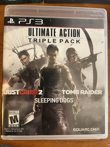 Ultimate Action Triple Pack PS3 Just Cause 2 Sleeping Dogs Tomb Raider WIE NEU - Bild 1 von 3