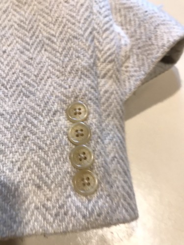 RALPH LAUREN Giacca di lana a spina di pesce grigio bianco Chevon 4 colletti larghi - Foto 4 di 5