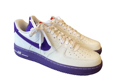 0072) Nike Air Force 1 '07 LV8 EMB White/Court Purple DB0264-100 Men's Size 12