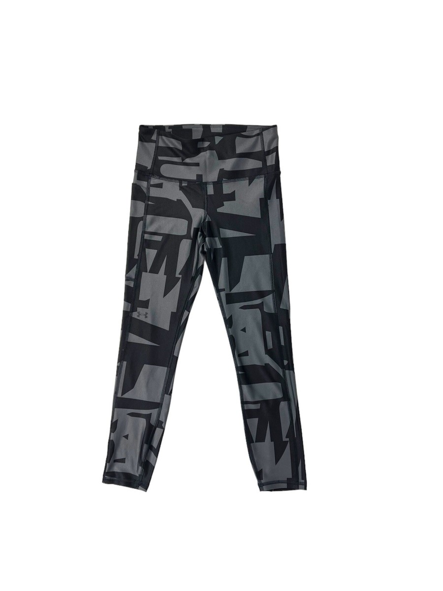 Under Armour HeatGear Grey Black Compression Leggings Side Pocket