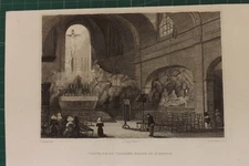 FRANCE 1830 B/W ENGRAVING CHAPELLE DU CALVAIRE  FRANCE  19CMS BY 13CMS P1607