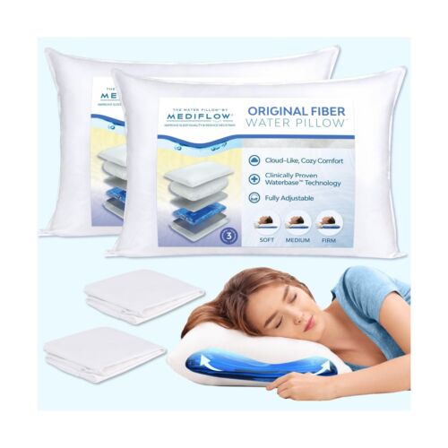 Mediflow Fiber Water Pillow - Adjustable Pillow for Neck Pain Relief, Pillow ... - Picture 1 of 6