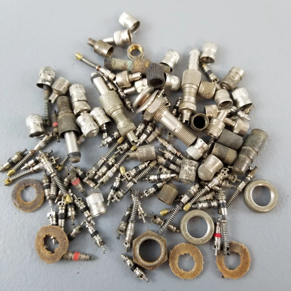 Antique Vintage Schrader and Other Tire Valve Stem Cap Nut Parts Lot - Image 2 of 4