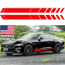 2x 94.5x6.7" Red Car Body Fender Side Door Decal Sticker Sporty Stripe Graphics
