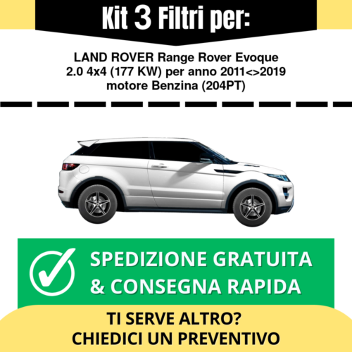 Kit Tagliando 3 Filtri per LAND ROVER Range Rover Evoque 2.0 4x4 177 kw anno ... - Foto 1 di 3