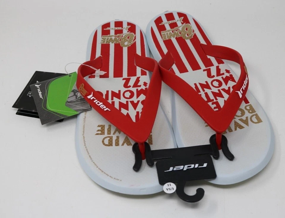 Sandálias DAVID BOWIE Rider Grendene concertos collab chinelos tamanho 10 EUA HTF - Imagem 4 de 4