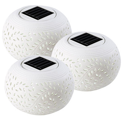 Lunartec 3er-Set Solar-Dekoleuchten aus Porzellan, mit Farbwechsel / warmweiß