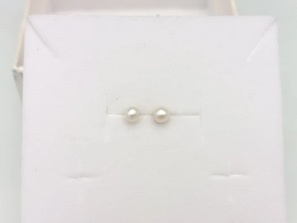 Orecchini donna perla naturale argento bianco 925 perno farfalla pallini piccoli - Immagine 3 di 4