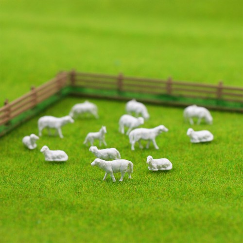 AN8703B 100pcs HO Scale 1:87 UnPainted White Farm Animals Sheep Dog Shepherd - Picture 4 of 5