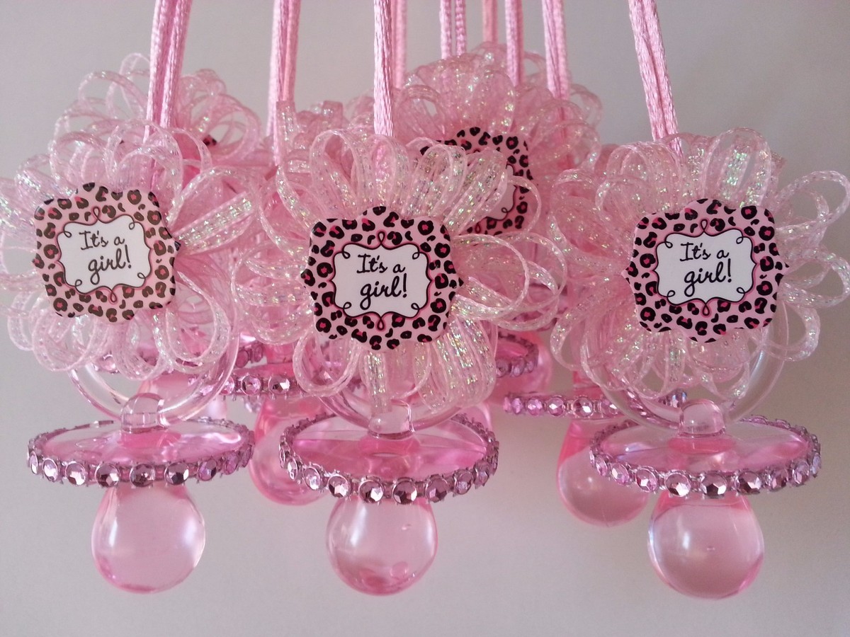 12 Pink Pacifier Necklaces It’s a Girl Baby Shower Game Prizes 