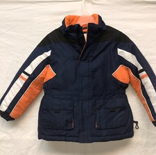 AZ Jean CO boys 4T jacket Puffy 100 polyester Orange Blue Fleece Hood