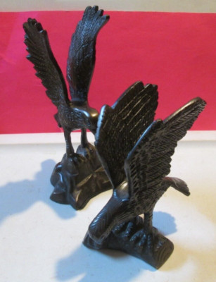 Vintage set BRASs COPPER Flying Eagle Bird Figure Statue 6 inch Paperweight Art