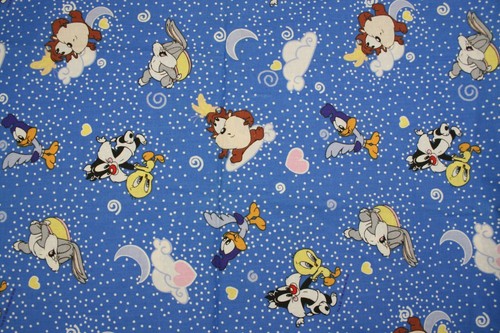 NOS Vintage 1998 Looney Tunes Baby Warner Bros Inc Blue Fabric 2.25 Yards