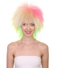 Funky Punk Rainbow Wig  LGBT Cosplay Halloween Wig  Premium Breathable HW-046A