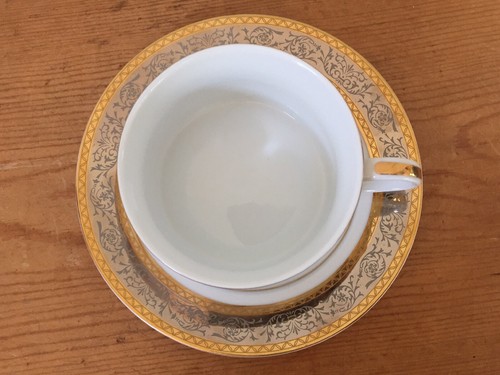 Global International Stafford Porcelain 0404 Gold Silver Tea Coffee Cup Saucer - Picture 7 of 11