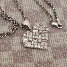 NEW 18K WHITE GOLD 1.50 CARAT NATURAL PAVE DIAMOND (VS/F) HEART PENDANT NECKLACE