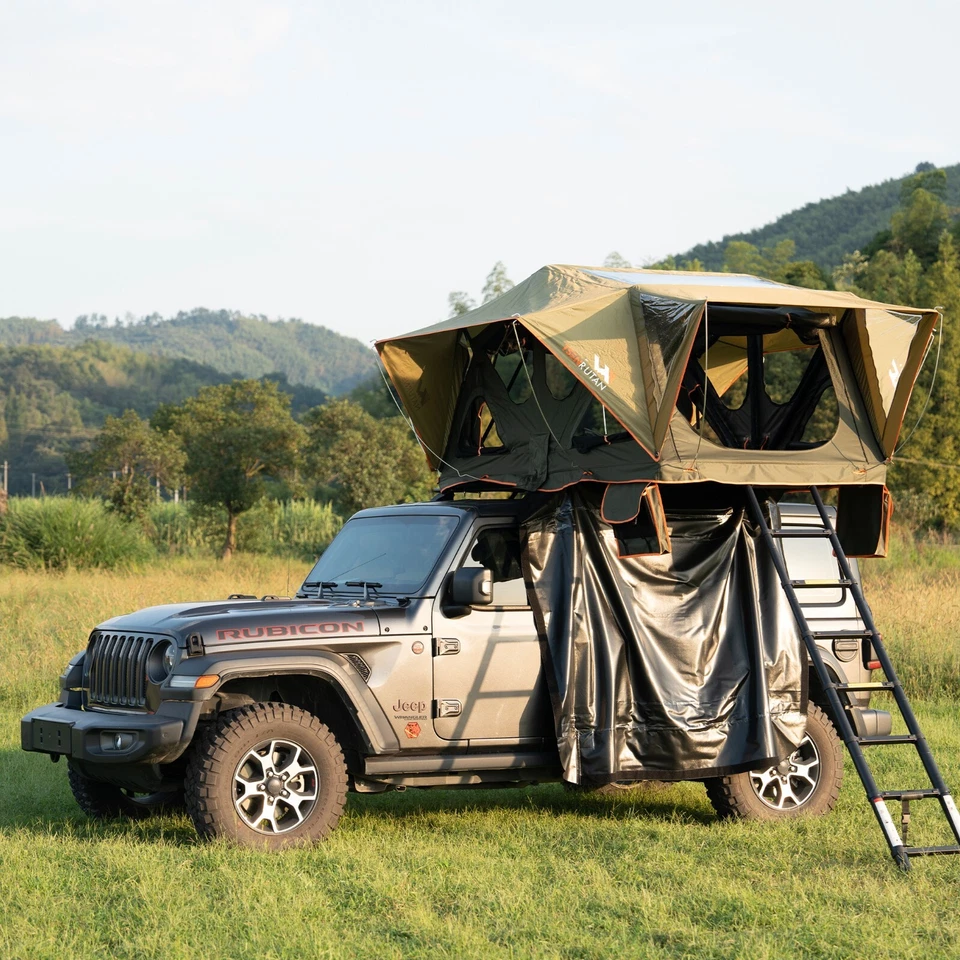 Tienda de campaña Naturnest con techo de carcasa blanda para auto con escalera para viajes al aire libre Foto 2 de 4