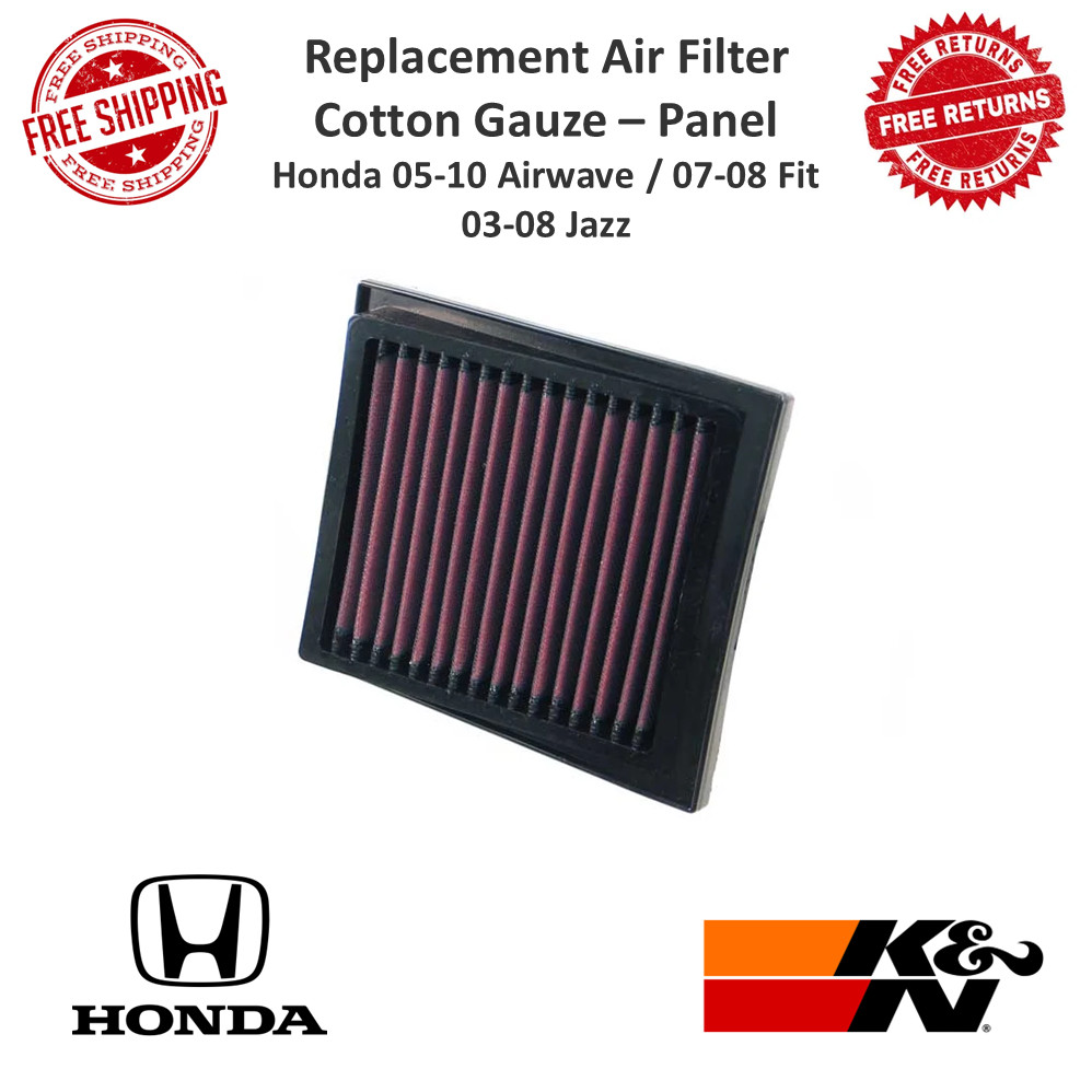 K&N Washable Replacement Air Filter Cotton Gauze For Honda Fit / Jazz / Airwave