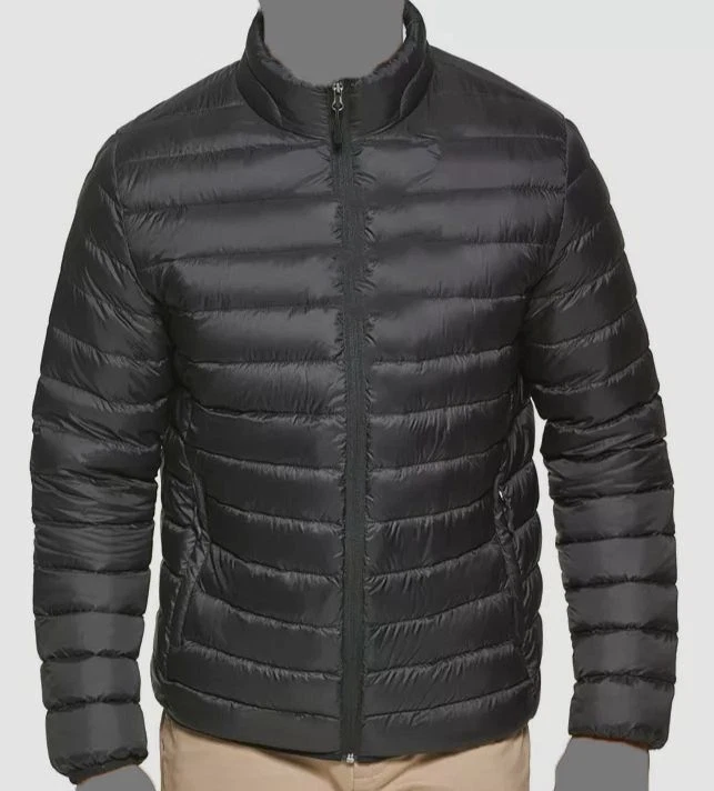 $126 Club Room Men Black Full-Zip Water Resistant Quilted Puffer Coat Jacket XXL