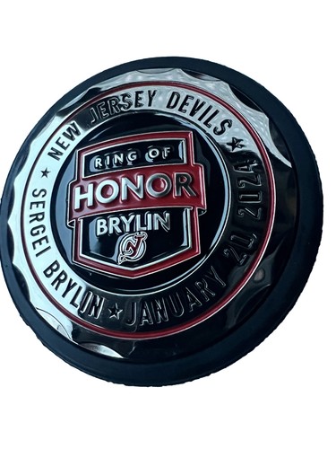 NJ Devils Sergei Brylin RING OF HONOR Night 1/20/24 Puck New Jersey - Picture 3 of 12