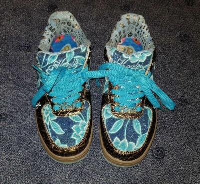 0268C) Kashi  AK Sneakers Laufschuh Blau Bunt  Größe  UK: 4 /  Fr:37,5 Neuwertig