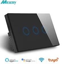Melery Wifi Smart Tuya Light Wall Switch Glass Touch Panel For Alexa/Google US