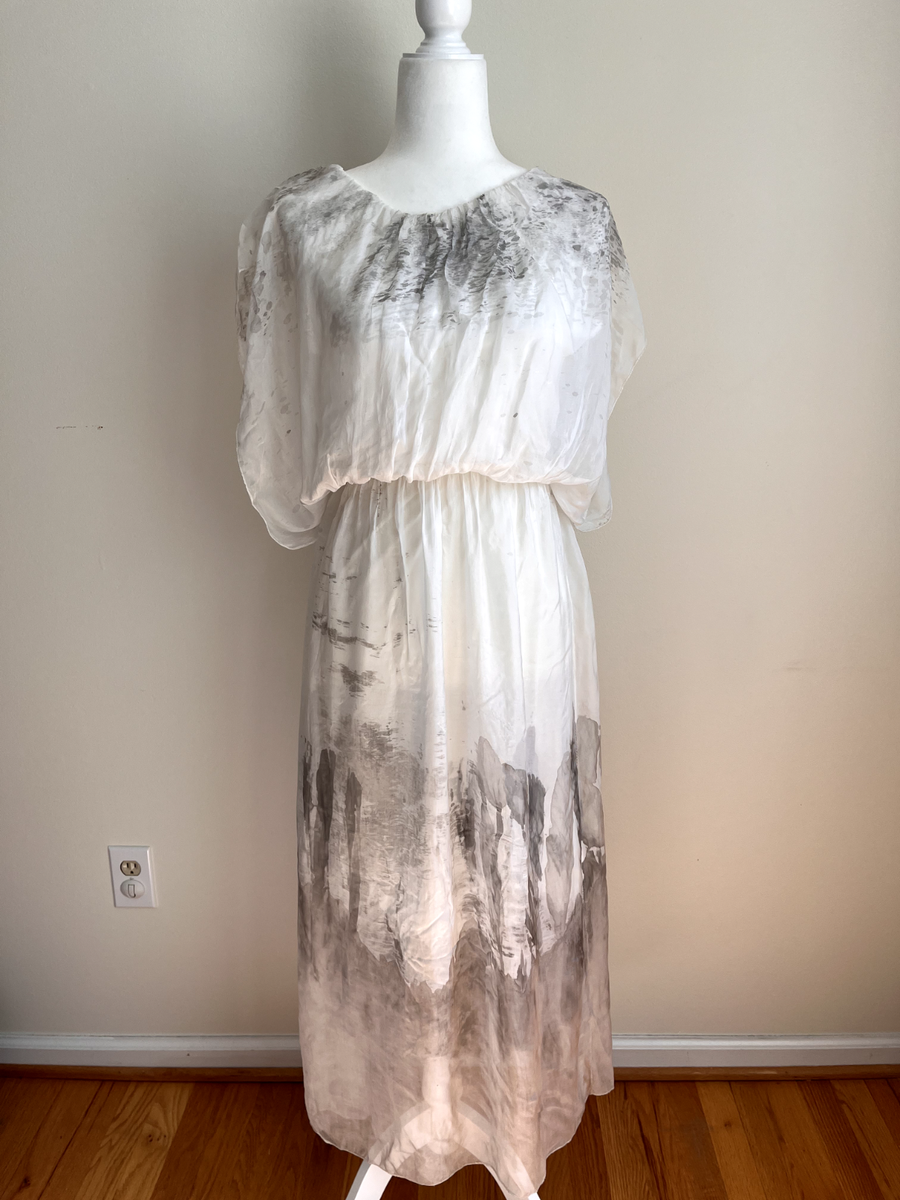 grey ombre maxi dress Italian Silk White and Ombré Splatter Womens Ladies dresses
