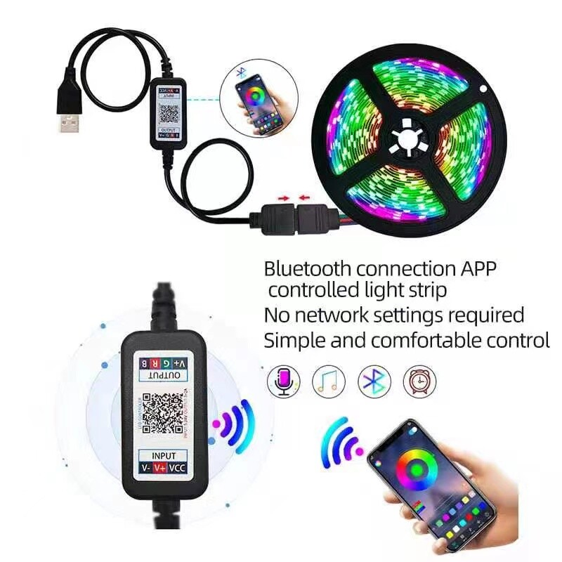 5050 TV Led Backlight RGB Led Strip Light 1-4 Meter Bluetooth APP ...
