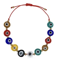 Multicolor Evil Eye Adjustable Protection Bracelet Red String Bracelet NWT