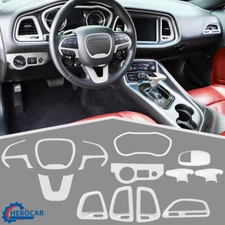 Center Control Dashboard Cover Trim Full Kit for Dodge Challenger 2015+White ABS