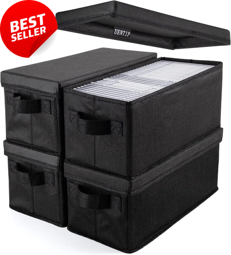 CD Storage Boxes Pack of 4 Holds 30-165 Discs Jewel Slim Cases Sleeves Black - 第 8/12 張圖片