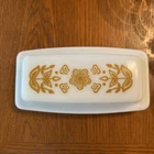 Vintage PYREX Corning Ware Corelle Gold Butterfly Milk Glass Butter Dish EUC