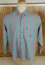 Vintage 80s Levis Teal Pink Surf Stripe Shirt L Skate BMX California Florida
