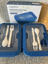 X2 Caperci Premium Bento Adult Teens Kids Lunch Box Leakproof 44oz 3 Compartment