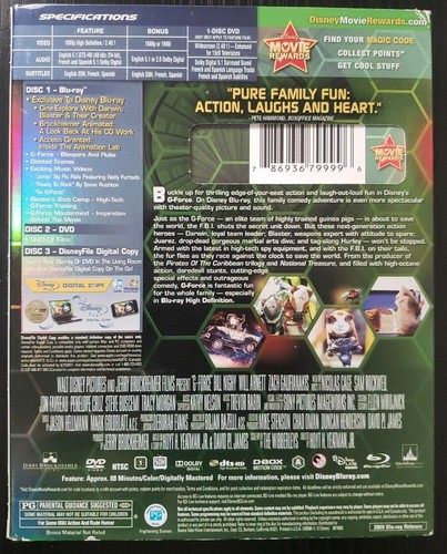G-Force (Blu-ray, 2009) With Slipcover No DVD Disney - Imagen 2 de 2