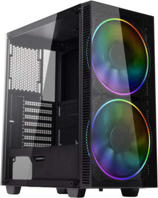Gaming Case Mid-Tower with Tempered Glass Side Panel, 2X200Mm ARGB Fans Included