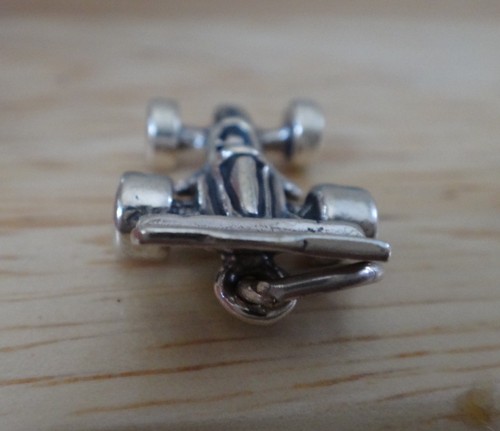 Sterling Silver 3D 21x14x7mm Formula One Grand Prix Race Car Charm - Picture 3 of 5