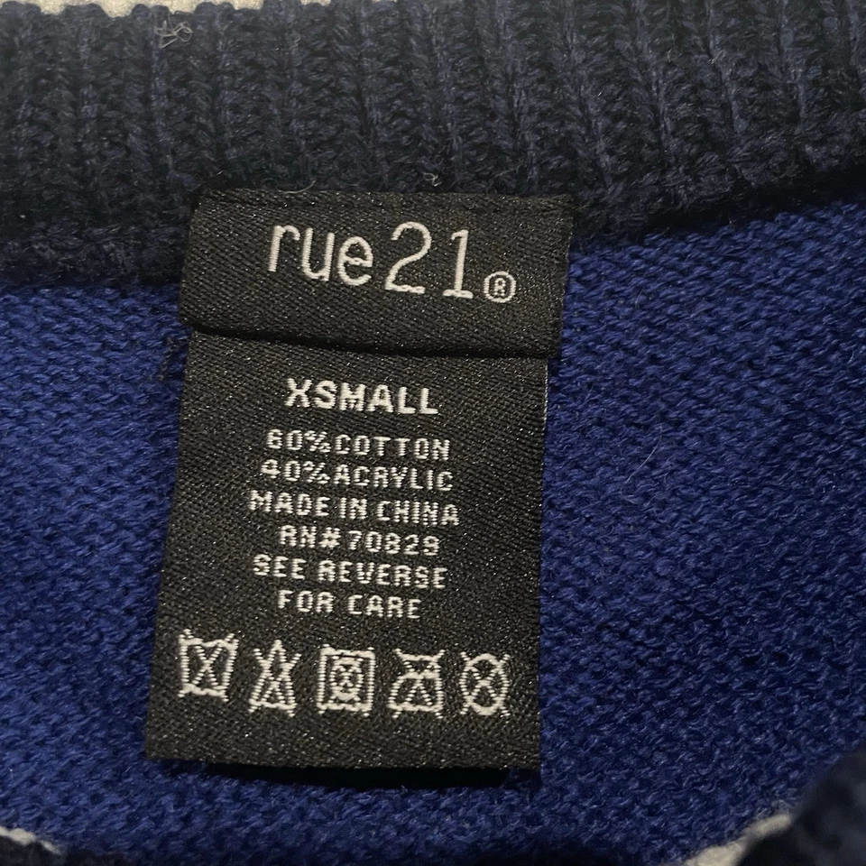 Свитер Rue21 Happy Chanukah XS синий менора огни праздник уродливое Рождество Ханука - Изображение 4 из 4
