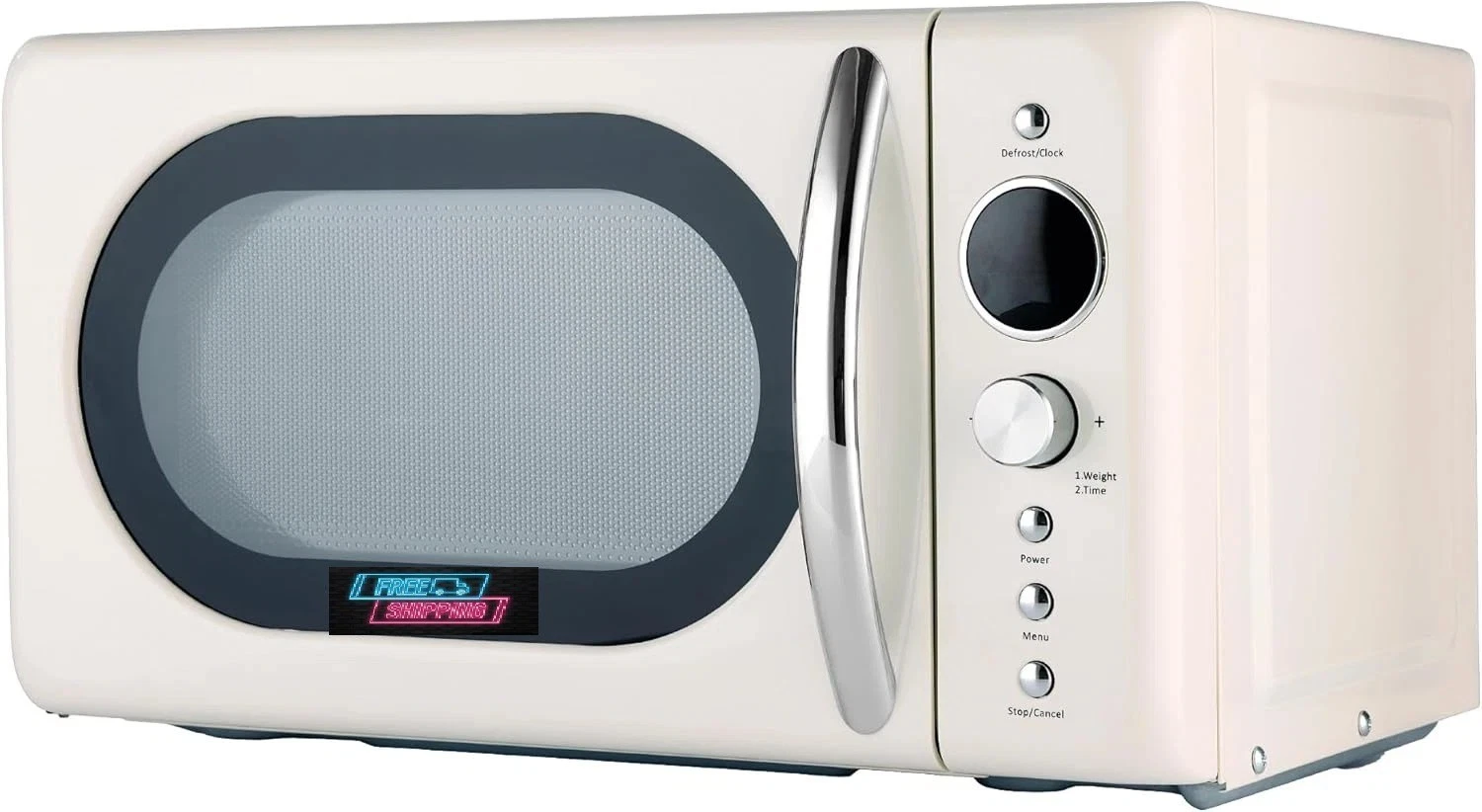 Cream-Compact 20L Retro Microwave, 8 Presets, 700W, Child Lock, #1