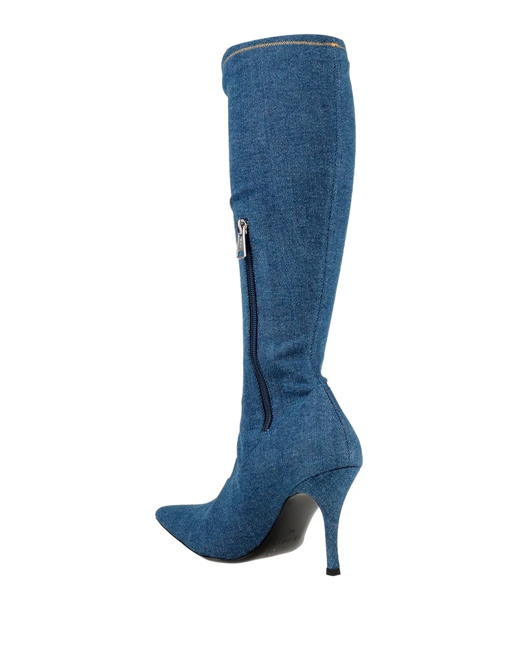 PVP €495 DIESEL Denim Botas hasta la rodilla US9 EU40 UK6.5 Azul Punta - Imagen 3 de 4