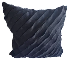 Pillow, small black suede. One side with inserted fabric. Fancy.  Insert